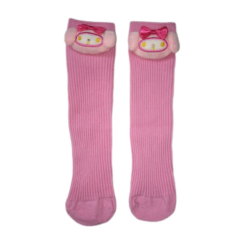 Sanrioes Children Girls Jk College Style Lolita Knee Long Socks Anime Kuromi Melody Cinnamorol Baby Toddler In Tube Socks Gift