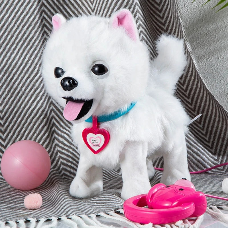 Baby Electronic Plush Dog Toy with Leash Control Children Interactive Singing Walking Robot Puppy Pets With Bag For Kids Gifts