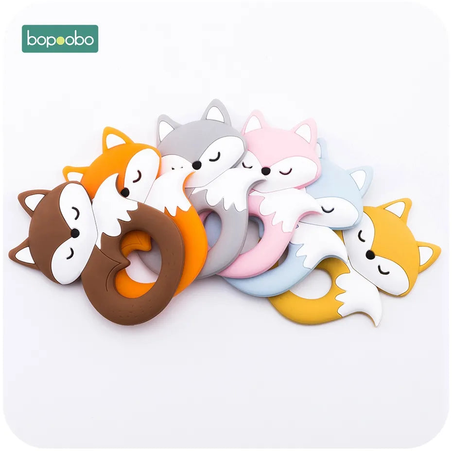Bopoobo 5pc Silicone Fox Pendant For Pacifier Baby Toys Food Grade Silicone Tiny Rod Baby Teethers For Teeth Toys For Kid Gifts