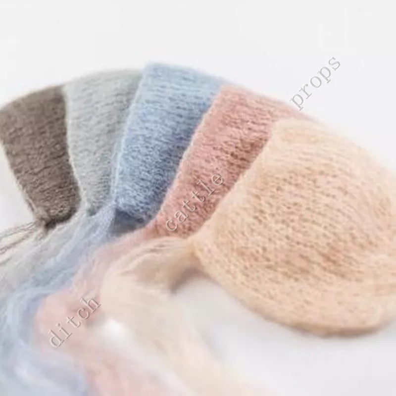 Handcraft Baby hand Knit Mohair Bonnet ,Baby Photography Props. Photography prop.on Baby Shower Gift
