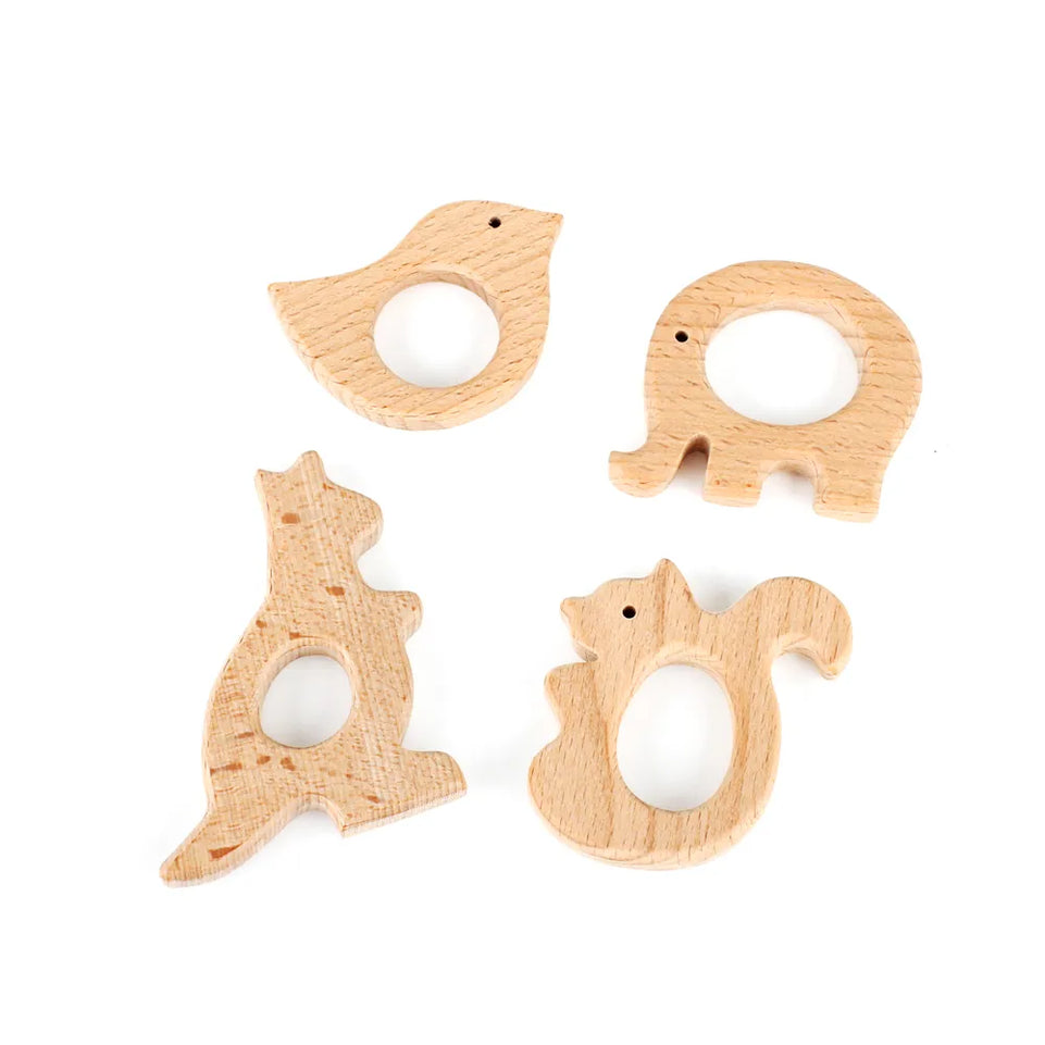 1pcs Wooden Baby Teether Animal BPA Free DIY Pacifier Chain Necklace Accessories Tooth Pendant Nursing Teether Toys Gift