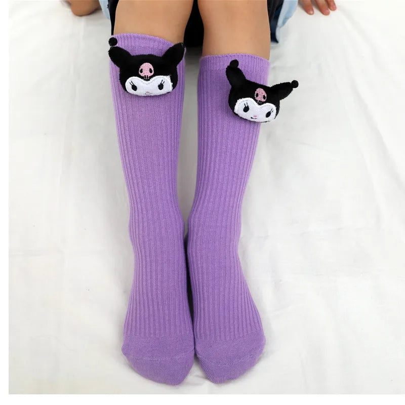 Sanrioes Children Girls Jk College Style Lolita Knee Long Socks Anime Kuromi Melody Cinnamorol Baby Toddler In Tube Socks Gift