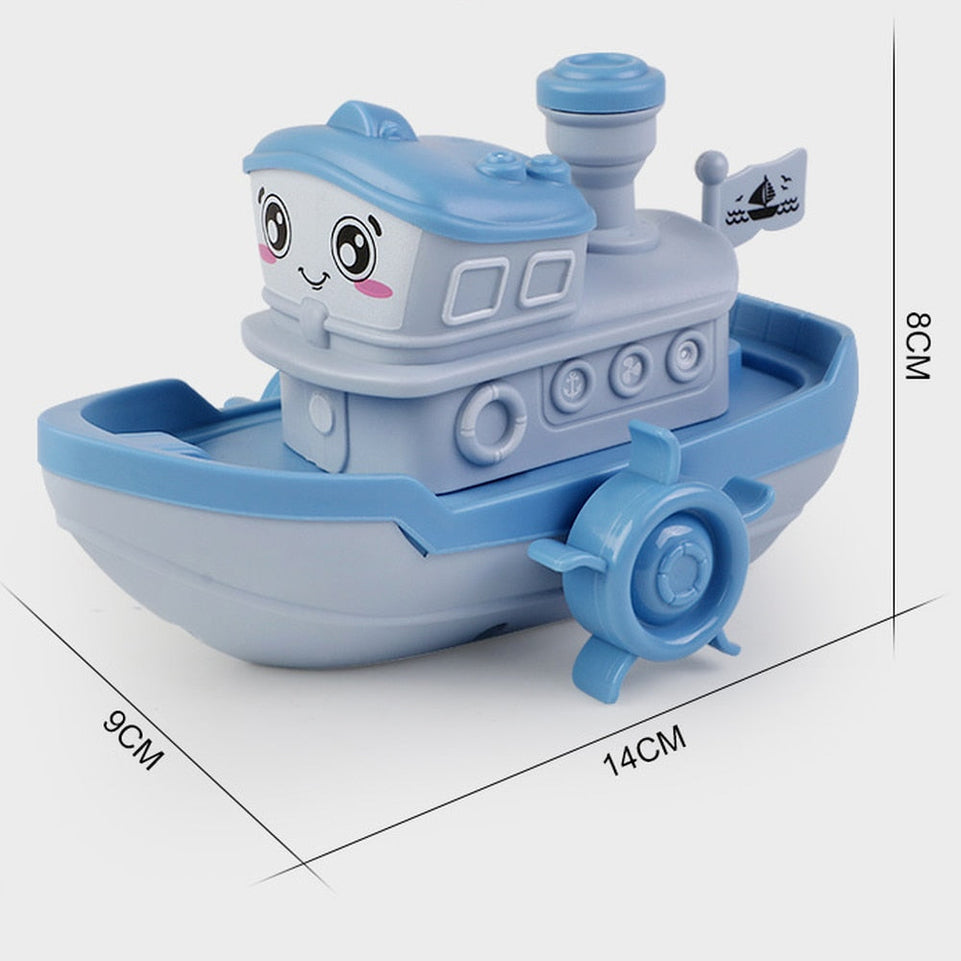 Baby Bath Toys Cute Cartoon Ship Boat Clockwork Toy Wind Up Toy Kids Water Toys Swimming Beach Game for Children Gifts Boys Toys