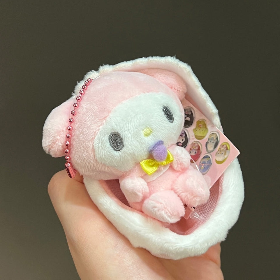 Cartoon Sanrios Melody Kuromi Hello Kitty Baby Series Kawaii Pacifier Pendant Key Chain Plush Doll Holiday Gift Children Toys